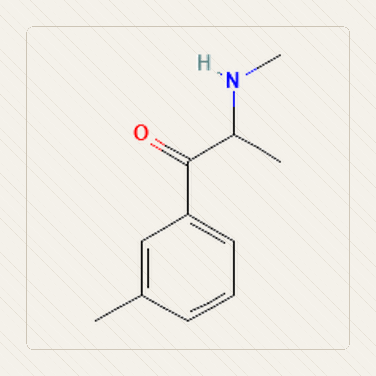 3-MMC 3-metylometkatynon, illustrazione didattica della struttura molecolare