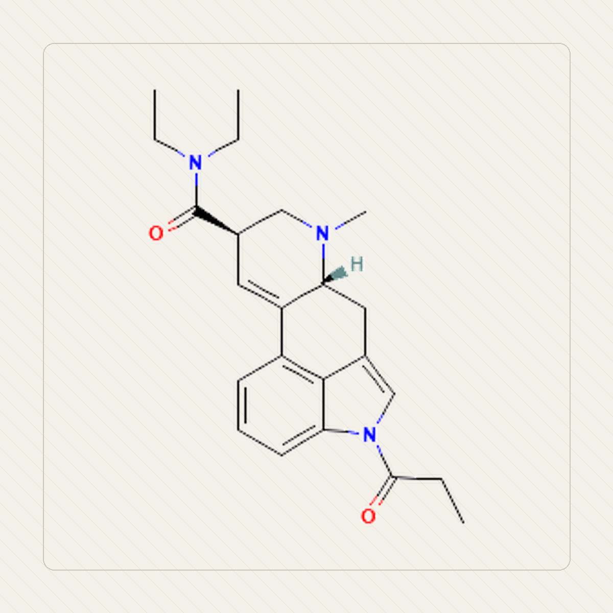 1P-LSD 1-propionylo-LSD, illustrazione didattica della struttura molecolare