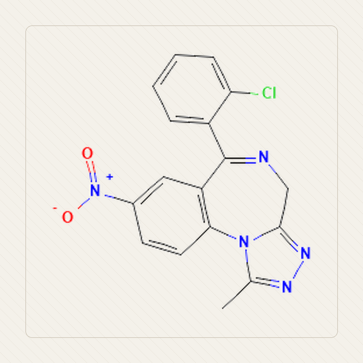 Klonazolam, illustrazione didattica della struttura molecolare