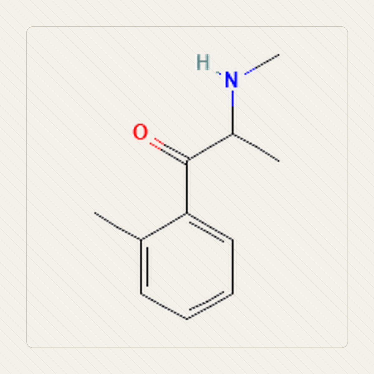 2-MMC 2-metylometkatynon, illustrazione didattica della struttura molecolare
