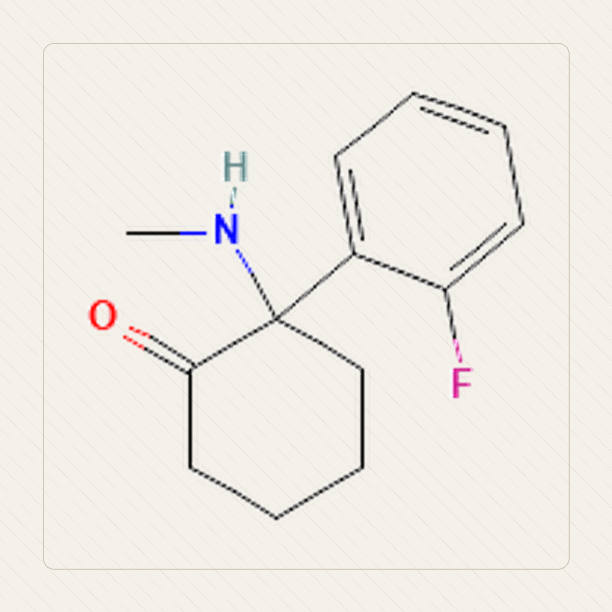 2-FDCK 2-fluorodeschloroketamina, illustrazione didattica della struttura molecolare
